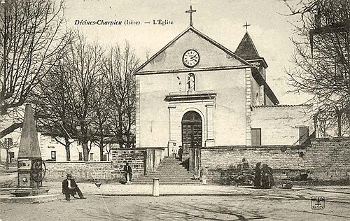 Carte postale église st pierre décines