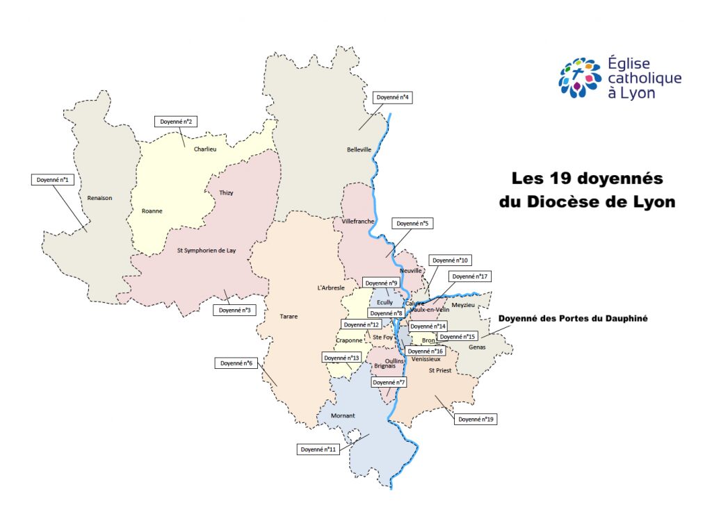 Carte des doyennes du Diocèse de Lyon
