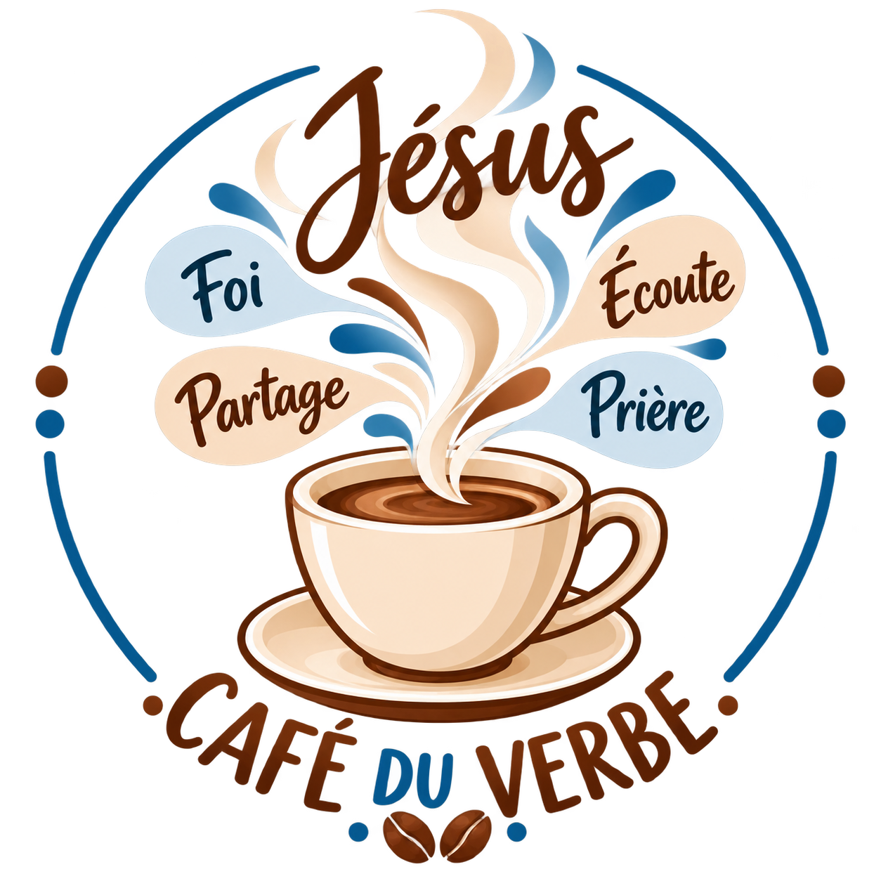 Tasse de café avec des mots autour de Jesus